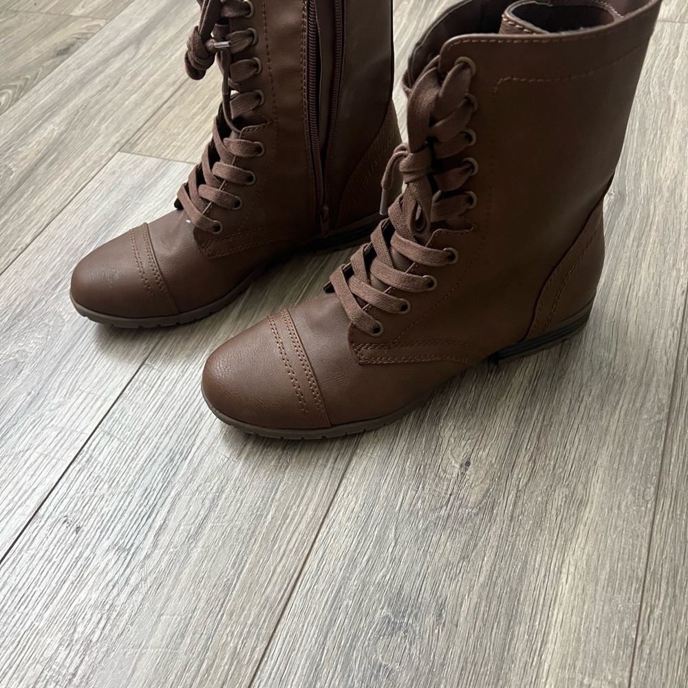 Brown Lace-Up Ankle Boots